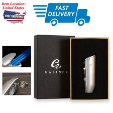 Windproof Metal 3 Jet Cigar Lighter Torch Flame Lighters Cigarette Punch Silver