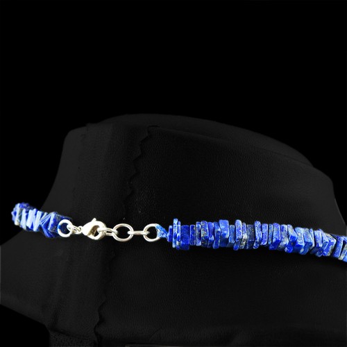 246.00 CTS NATURAL BLUE LAPIS LAZULI 20 INCHES LONG UNHEATED BEADS NECKLACE (RS) - Picture 3 of 3