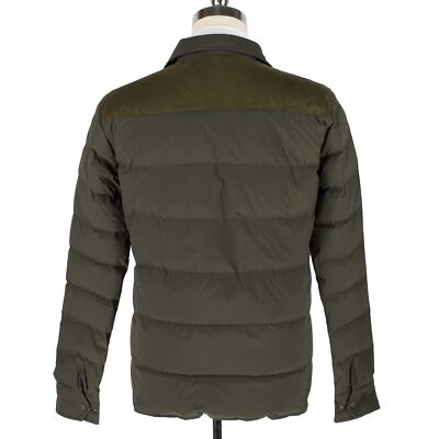 Aspesi Clint Green Polyester Suede Shoulders Down Filled Padded