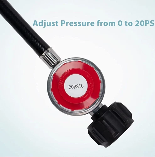 0-20 PSI Adjustable Propane Regulator with 5Feet QCC1/Type1 Hose for More Burner - Picture 3 of 4