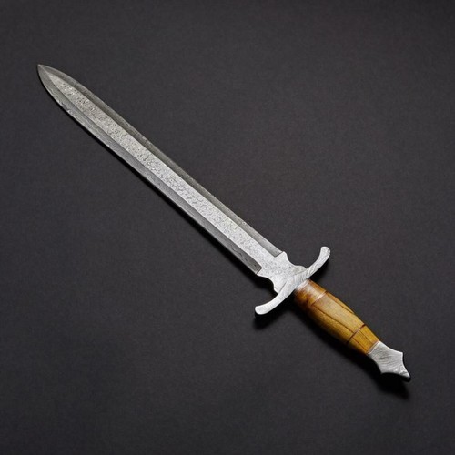 Hand Forged Viking Sword, Custom Handmade New Damascus Steel Sword with Leather - Picture 2 of 5