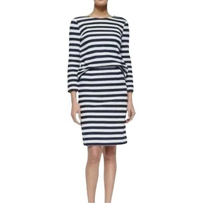 DIANE VON FURSTENBERG White Navy Chevron Skirt Top Set Sz 8 | eBay