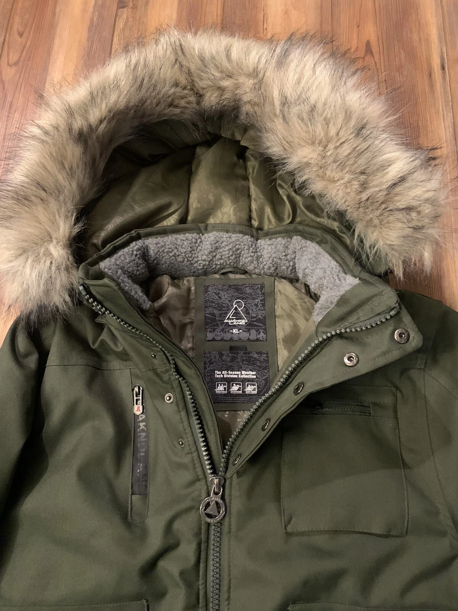 Grey parka coat with fur hood 2025