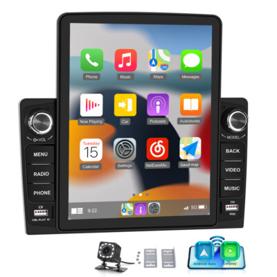 9.5'' Car Radio Carplay Apple/Andriod Car Stereo Touch Screen Double 2Din +Camera