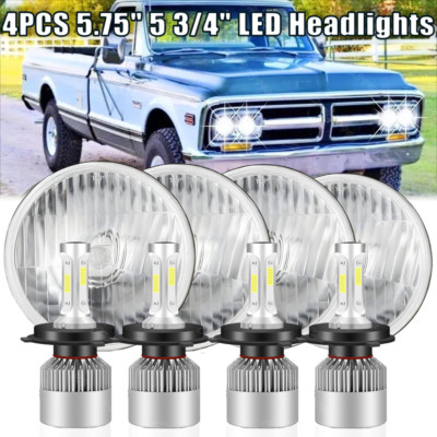 4PC 5.75'' 5-3/4'' Round Led Headlights for GMC C15/C1500 Pickup C2500 Suburban