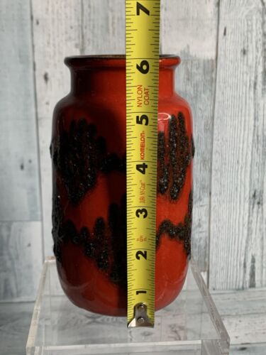 Vtg. West Germany Pottery Vase Red With Black Design 233-15 - Picture 2 of 9