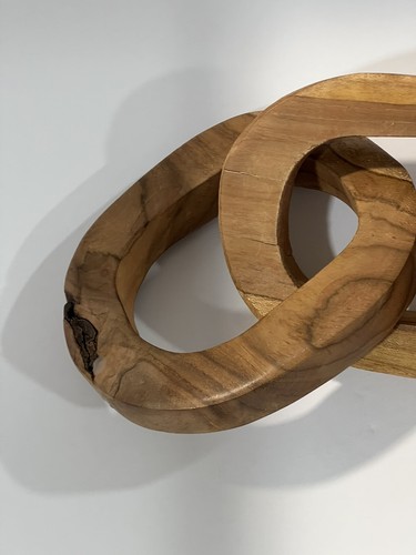 5 maglie catena in legno intagliato a mano 22” lunga 5,5”W arredo casa tavolino, arte parete - Foto 5 di 14