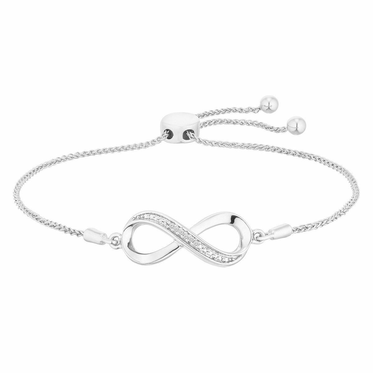 0.02 Ctw 925 Sterling Silver Diamond Infinity Adjustable