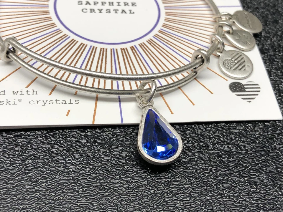 ❤️ Brazalete Alex and Ani SEPTIEMBRE ZAPHRE LÁGRIMA Plata Dije Swarovski Crysta Foto 3 de 4