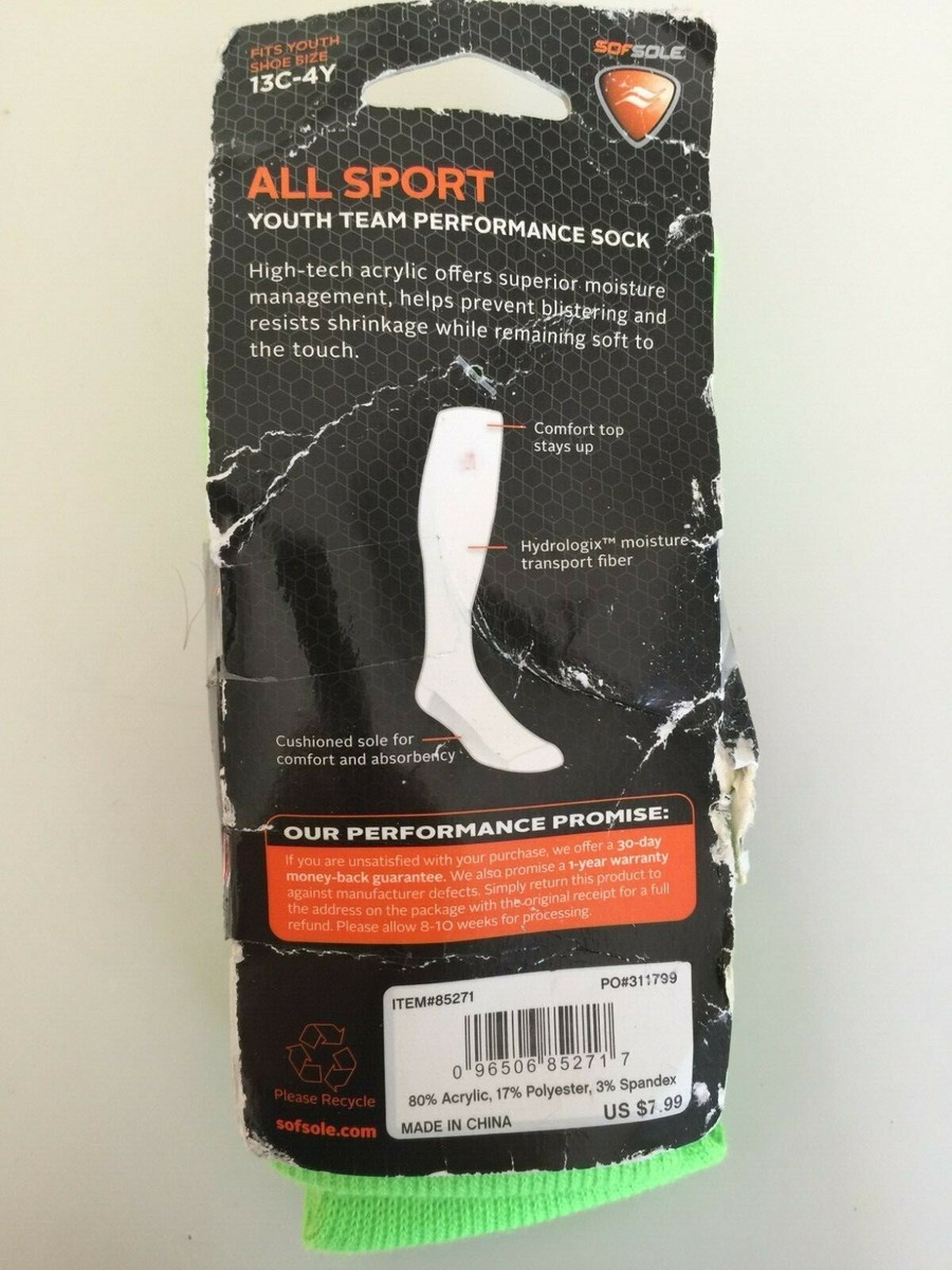 ALL SPORT~YOUTH team sock~2 pr. kids Size SMALL (13C to 4Y