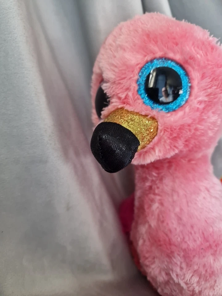 VGC Ty Beanie Boos Gilda The Flamingo 9" Sparkle Eyes Beak 2017 With Tags - Image 3 of 4