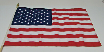 12 Pack USA Stick Flag 17'' x 12'' Handheld American Grave Marker Flags - 24'' Pole