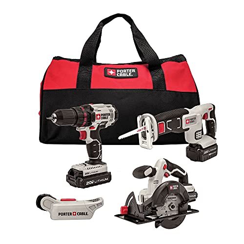 PORTER-CABLE 20V MAX Combo Kit, 4-Tool with 2 Batteries and Charger (PCCK616L4)