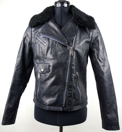 REPLAY Damen Jacke Leather Jacket Lederjacke Bikerstyle Gr.S NEU mit ETIKETT - 第 7/12 張圖片