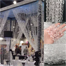 10m Crystal Beaded String Door Curtain Beads Room Divider Fringe Window Panel