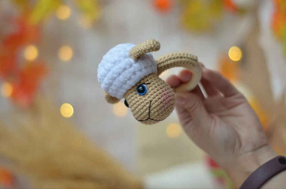 Teether Baby holder newborn baby  Crochet Toys toy crochet baby gift sheep bear - Image 2 of 4