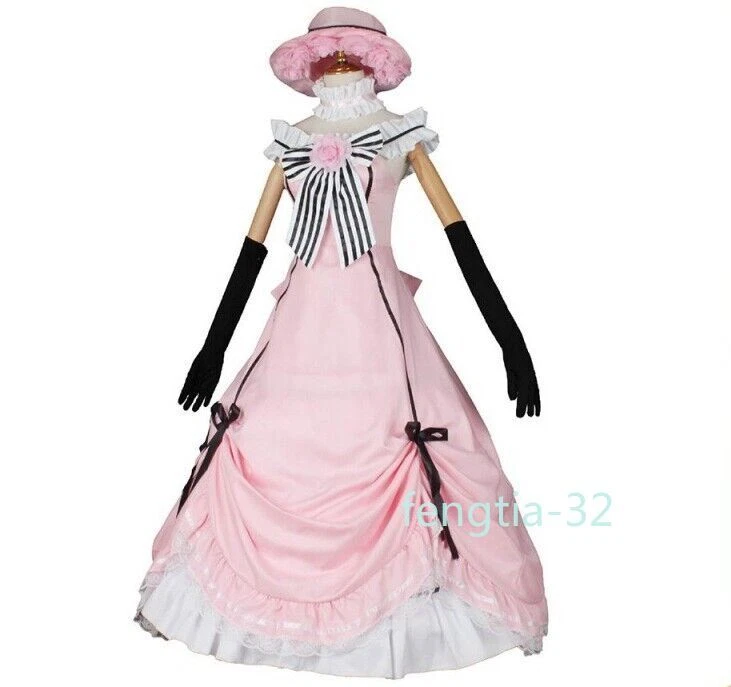 Косплей аниме черный дворецкий Ciel Phantomhive платье костюм розовый горничной полный комплект новый - Изображение 3 из 4