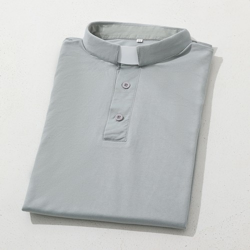 T-Shirt Herren Klerus Poloshirt Priester Vikar Pastor Tops mit Kleriker Tab Kragen - Bild 13 von 38
