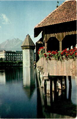 Luzern, Kapellbrücke, Wasserturm, Pilatus, Lucerne, Postcard