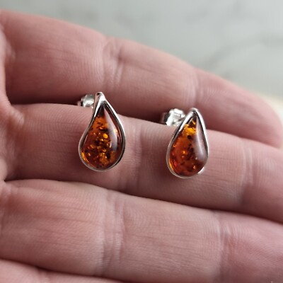 Orecchini A Goccia In Argento 925 Con Vera Ambra Baltica Verde - SilverAmber Jewellery G029G - Con Certificato Di Autenticità