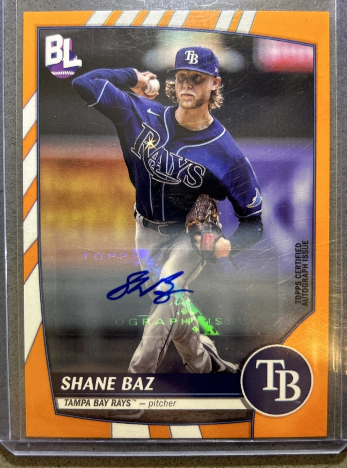2023 Topps Big League Baseball uncommon Orange #123 Shane Baz AUTO Rays