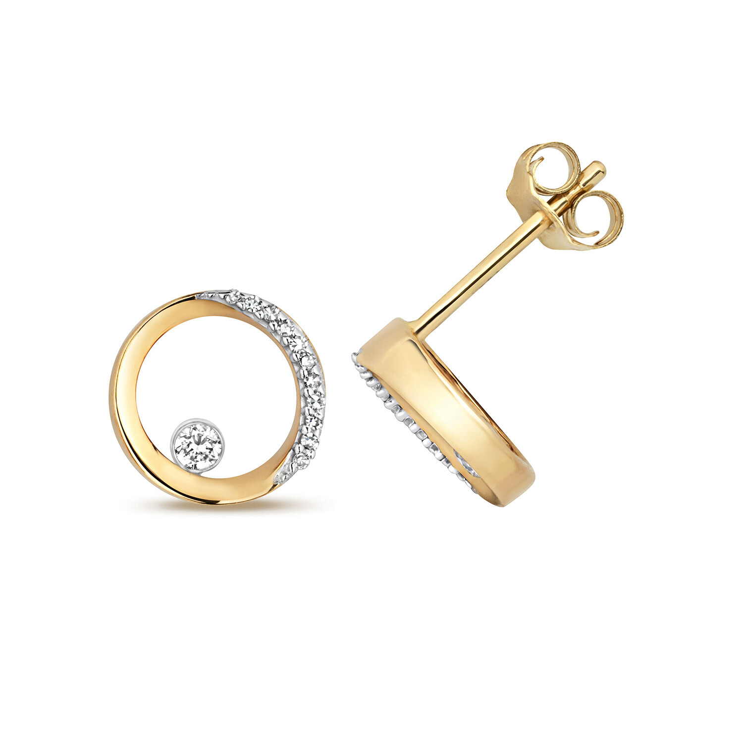 Boucles d'oreilles or rose et diamant 0.08 carat cadeau femme