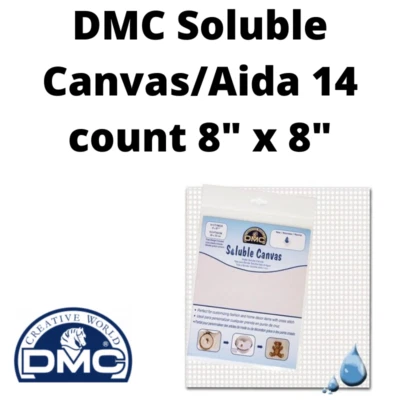 DMC Soluble Canvas/Aida 14 count 8″ x 8″ Water Soluble 14 Holes Per Inch