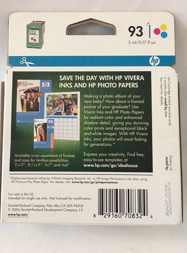 NEW AND SEALED Expired HP 93 GENUINE TRI-COLOR TONER INK - Picture 7 of 12