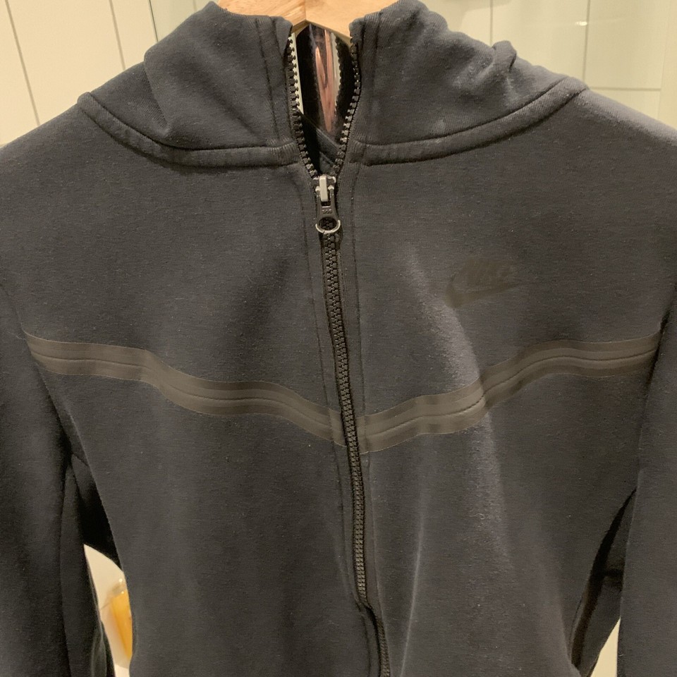 NIKE SPORTSWEAR TECH FLEECE FULL ZIP HOODIE TOP BLACK XL Junior 158