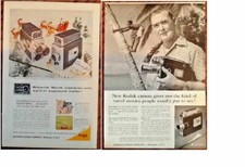 2 Kodak brownie movie camera ads 1958 1957 originl vintage retro 1950s Christmas