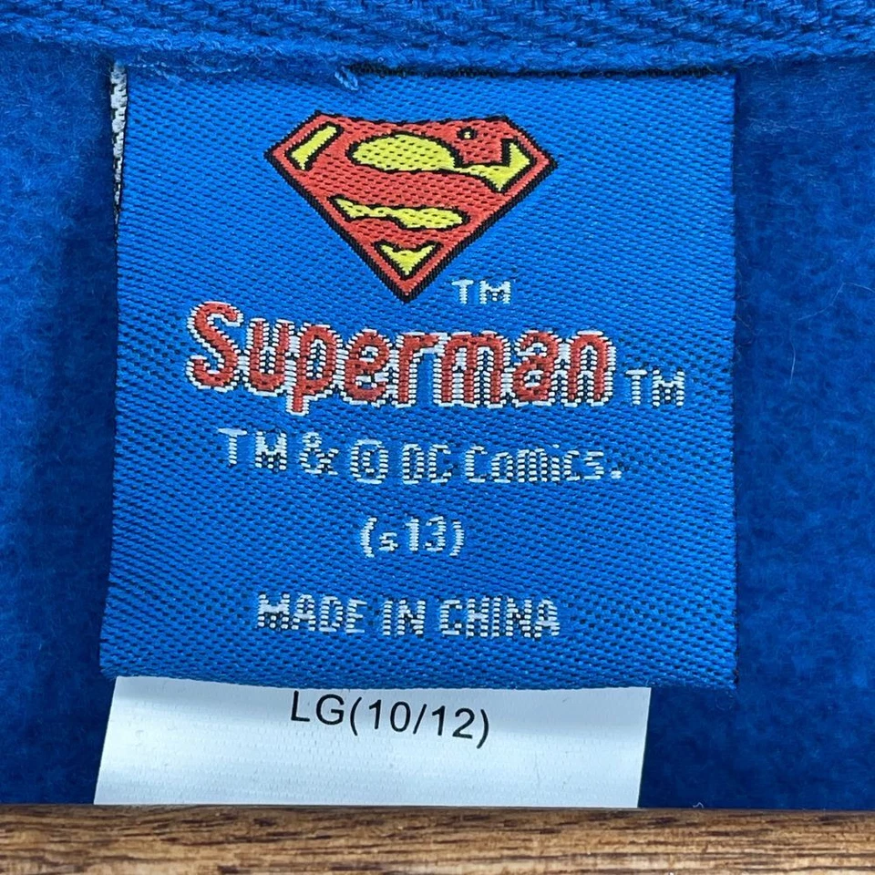 DC Comics Superman Jacket Boy L 10/12 Blue Full Zip Hoodie Muscle Sweatshirt - Image 3 of 4