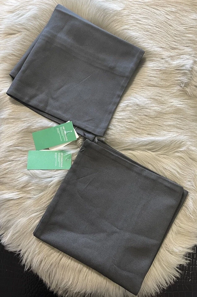Juego de 2 fundas de almohada cuadradas gris carbón H&M 100 % algodón orgánico 20”x20” nuevo con etiquetas Foto 2 de 4