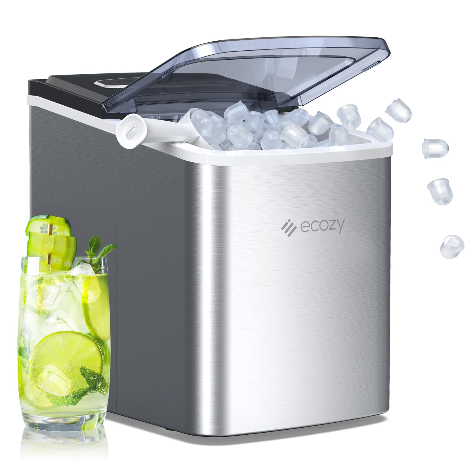 Portable Ice Maker Countertop, 9 Cubes Ready in 6 Mins, 26.5 lbs in 24 Hours,...-image