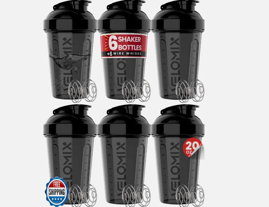 VELOMIX -6 PACK- Shaker Cups for Protein Shakes 20 oz - 6x Wire W
Opens in a new window or tab