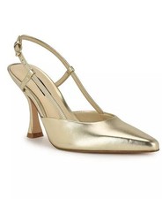 Nine West Vassa Gold Slingback Pumps 7.5M High Heel Elegant Shoes New