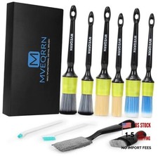 Green Car Detailing Brush Set - 10PCS - Boars Hair Car Detailing Brush Set