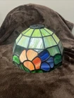 Vintage Tiffany Style Flower Stained Glass Lamp Shade 8” Across 5” Tall