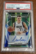 2018-19 Spectra Luka Doncic RC Rising Stars Green Auto /49 PSA 8 Rookie Lakers