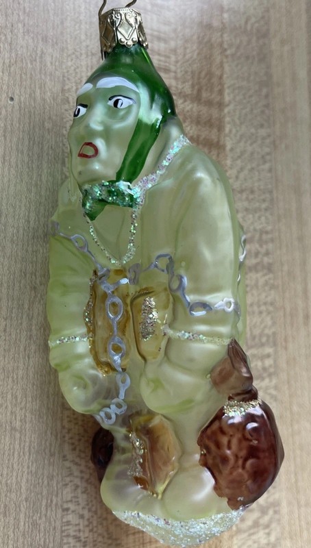 Jacob Marleys Ghost Glass Christmas Ornament Germany Marked  5”