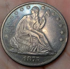 1875 Seated Liberty Half Dollar Silver High Grade Details Nice Eye Appeal