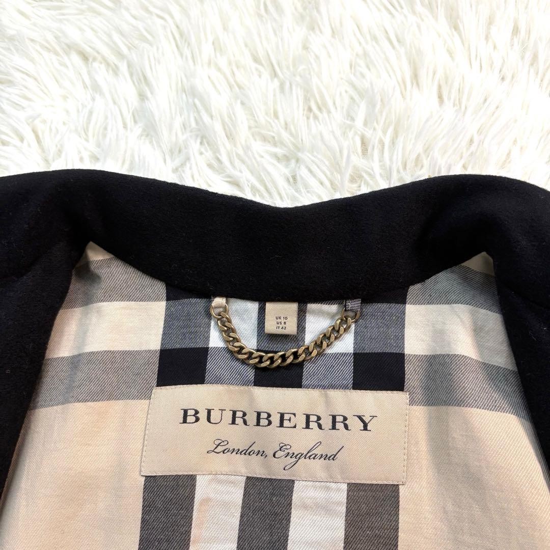 Burberry Collarless Long Coat Black Wool With Liner Nova Check Size 42 For Women thumbnail 7