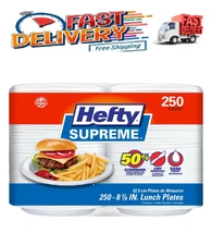 Hefty Supreme Foam Disposable Lunch Plates, 8 7/8", 250 ct.