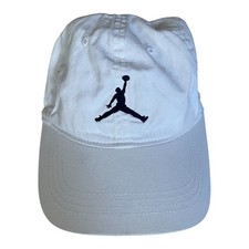 Jordan Youth Adjustable Baseball Cap   Cotton, White/Black Jumpman Design