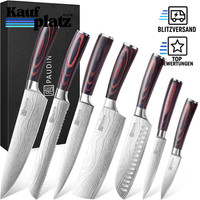 Messerset 7-Teilig Edelstahl Profi Kochmesser Mit Holzgriff In Geschenkbox