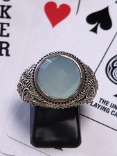 925 Sterling Silver Chalcedony Cocktail Ring Size 8
