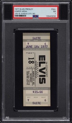 ELVIS PRESLEY FULL CONCERT TICKET JUNE 18 1977 PSA 7 AUTHENTICATED KANSAS CITY