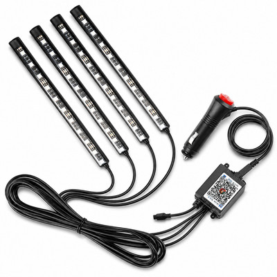 Car LED Interior Lights 72 RGB Music Sync Bluetooth App Remote USB Ambient Strip