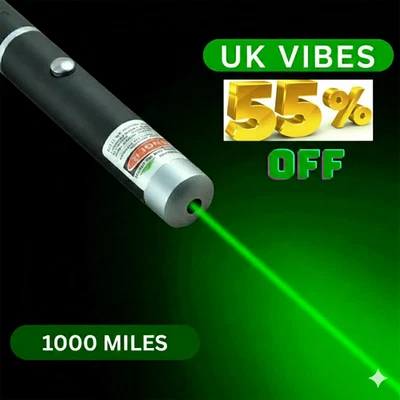 1000Miles Strong Beam Green Laser Pointer Pen 533nm Lazer Torch Rechargeable -UK