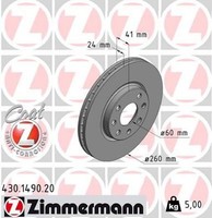 2X Bremsscheibe Zimmermann 430.1490.20 2 Bremsscheiben Vorderachse Vorne