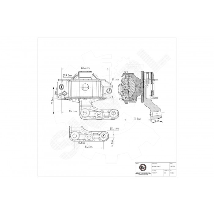 Support moteur droit pour réparer le bloc d'une Citroën C2 ou 1007